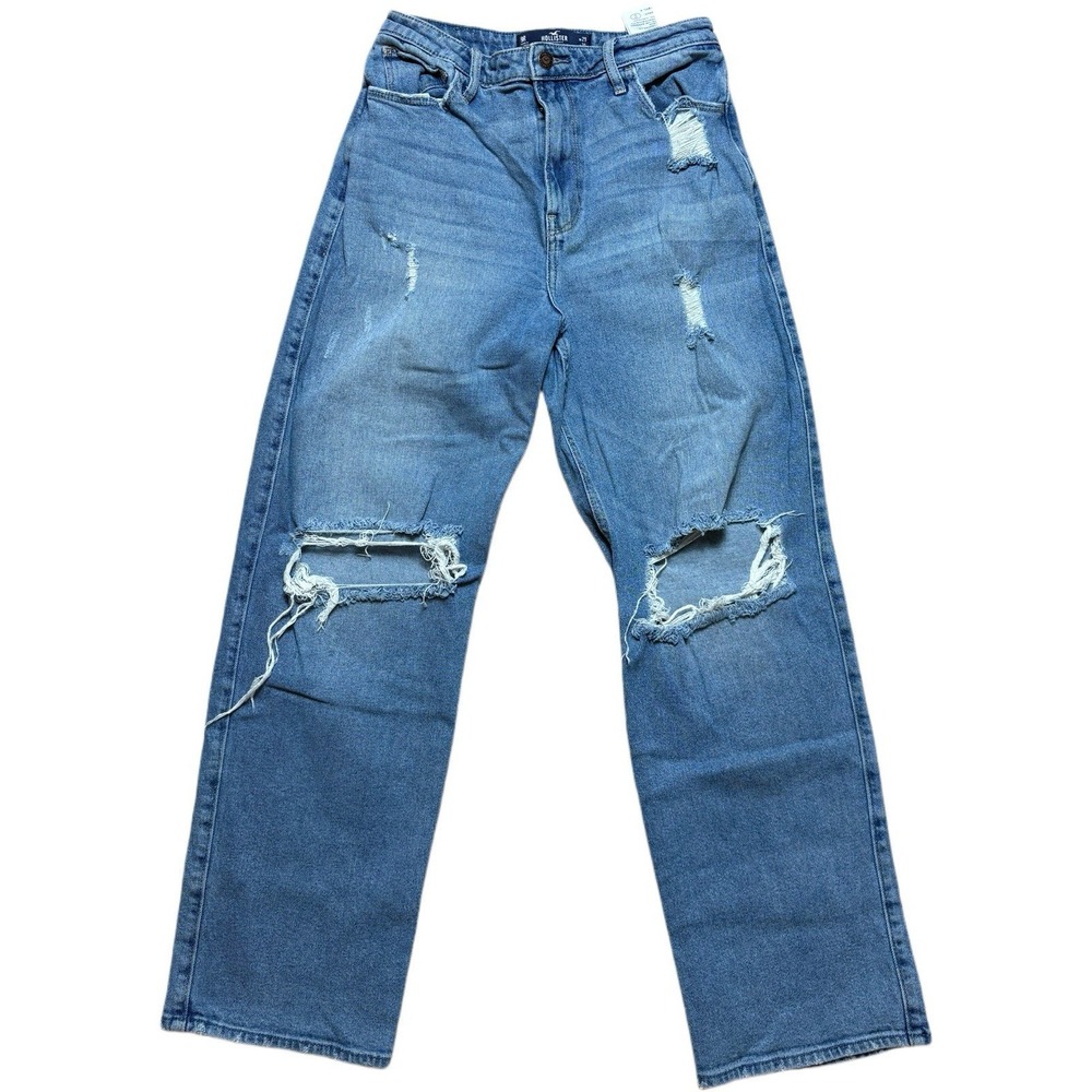 Hollister Women's Blue Ultra High Rise Jeans Vintage  Stretch Distressed, 9r W29